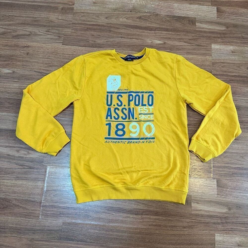 U.S. Polo Assn Yellow Long Sleeve Sweatshirt with Blue and White | Boys XXL (18)